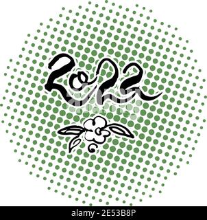 2022 Jahre. Hand Lettering Grunge Karte mit strukturierten handgefertigten Doodle Buchstaben im Retro-Stil. Handgezeichnete Vintage Vektor Typografie Illustration Stock Vektor