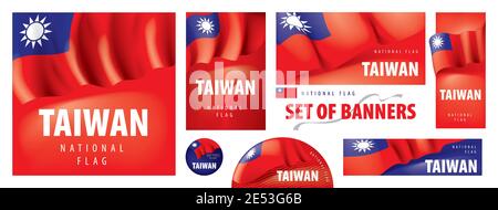 Vector Set von Bannern mit der Nationalflagge der Taiwan Stock Vektor