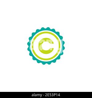 Copyright-Symbolvektor. Patent, Recht, Geistiges Eigentum Zeichen. Autorenschutz. Vektorgrafik isoliert auf Weiß Stock Vektor