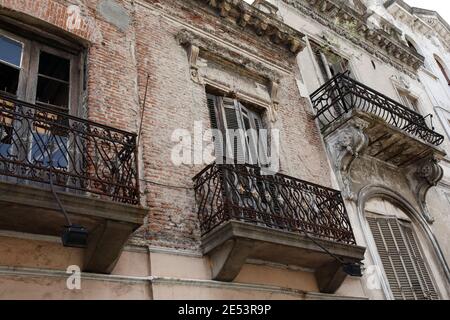 Schmiedeeiserne Balkone, Barraca, Buenos Aires, Argentinien 26. Jan 2016 Stockfoto