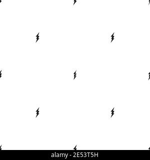 Schwarzer Blitz einfaches nahtloses Muster. Sturm oder Donner und Blitzschlag Ornament auf weiß. Symbol für hohe Stromspannung. Vetor illustraa Stock Vektor