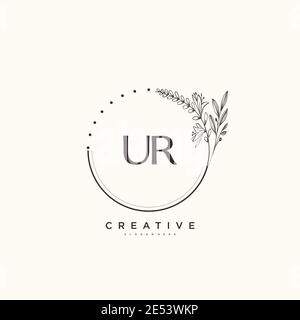 UR Beauty Vektor anfängliche Logo-Kunst, Handschrift Logo der ursprünglichen Signatur, Hochzeit, Mode, Schmuck, Boutique, Blumen und botanische mit kreativen temp Stock Vektor