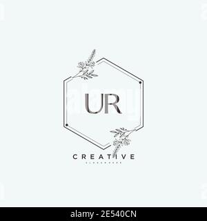 UR Beauty Vektor anfängliche Logo-Kunst, Handschrift Logo der ursprünglichen Signatur, Hochzeit, Mode, Schmuck, Boutique, Blumen und botanische mit kreativen temp Stock Vektor