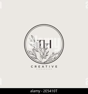 TH Beauty Vektor Initial Logo Art, Handschrift Logo der ersten Unterschrift, Hochzeit, Mode, Schmuck, Boutique, Blumen und botanische mit kreativen temp Stock Vektor