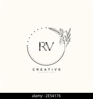 RV Beauty Vektor anfängliche Logo Art, Handschrift Logo der ursprünglichen Signatur, Hochzeit, Mode, jewerly, Boutique, floral und botanisch mit kreativen temp Stock Vektor