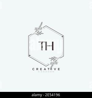 TH Beauty Vektor Initial Logo Art, Handschrift Logo der ersten Unterschrift, Hochzeit, Mode, Schmuck, Boutique, Blumen und botanische mit kreativen temp Stock Vektor
