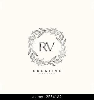 RV Beauty Vektor anfängliche Logo Art, Handschrift Logo der ursprünglichen Signatur, Hochzeit, Mode, jewerly, Boutique, floral und botanisch mit kreativen temp Stock Vektor