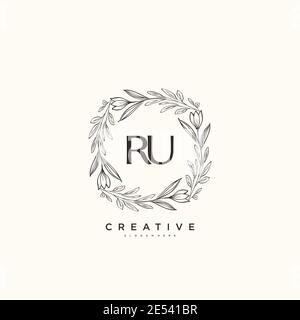 RU Beauty Vektor anfängliche Logo-Kunst, Handschrift Logo der ursprünglichen Signatur, Hochzeit, Mode, Schmuck, Boutique, floral und botanisch mit kreativen temp Stock Vektor