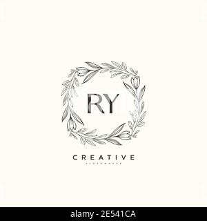 RY Beauty Vektor anfängliche Logo Kunst, Handschrift Logo der ursprünglichen Signatur, Hochzeit, Mode, jewerly, Boutique, floral und botanisch mit kreativen temp Stock Vektor