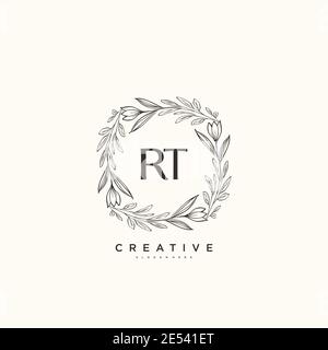 RT Beauty Vektor Initial Logo Art, Handschrift Logo der ersten Unterschrift, Hochzeit, Mode, Schmuck, Boutique, Blumen und botanische mit kreativen temp Stock Vektor
