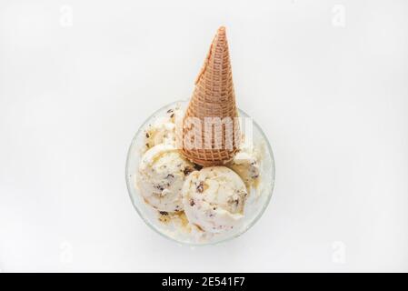 Eis mit Vanille und Schokolade Stockfoto
