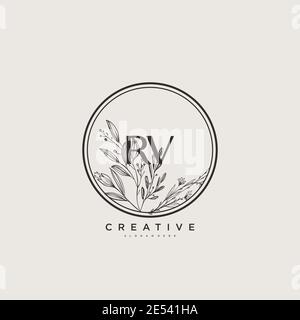 RV Beauty Vektor anfängliche Logo Art, Handschrift Logo der ursprünglichen Signatur, Hochzeit, Mode, jewerly, Boutique, floral und botanisch mit kreativen temp Stock Vektor