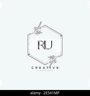 RU Beauty Vektor anfängliche Logo-Kunst, Handschrift Logo der ursprünglichen Signatur, Hochzeit, Mode, Schmuck, Boutique, floral und botanisch mit kreativen temp Stock Vektor