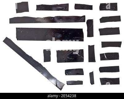 Satz schwarzer Bänder auf weißem Hintergrund isoliert Stockfoto