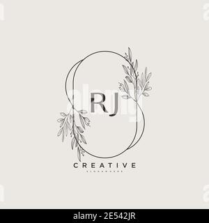 RJ Beauty Vektor Initial Logo Art, Handschrift Logo der ersten Unterschrift, Hochzeit, Mode, Schmuck, Boutique, Blumen und botanische mit kreativen temp Stock Vektor