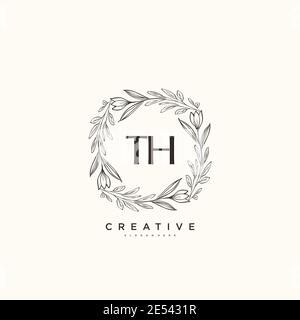 TH Beauty Vektor Initial Logo Art, Handschrift Logo der ersten Unterschrift, Hochzeit, Mode, Schmuck, Boutique, Blumen und botanische mit kreativen temp Stock Vektor