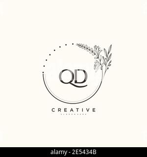 QD Beauty Vektor Initial Logo Art, Handschrift Logo der ersten Unterschrift, Hochzeit, Mode, Schmuck, Boutique, Blumen und botanische mit kreativen temp Stock Vektor