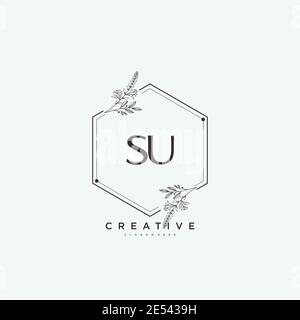SU Beauty Vektor Initial Logo Art, Handschrift Logo der ersten Unterschrift, Hochzeit, Mode, Schmuck, Boutique, Blumen und botanische mit kreativen temp Stock Vektor
