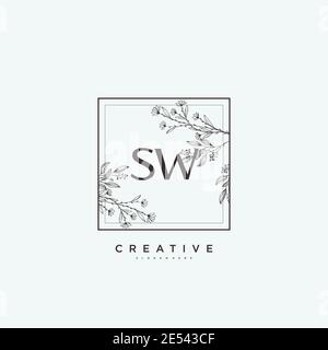 SW Beauty Vektor Initial Logo Art, Handschrift Logo der ersten Signatur, Hochzeit, Mode, jewerly, Boutique, floral und botanisch mit kreativen temp Stock Vektor