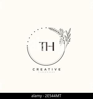 TH Beauty Vektor Initial Logo Art, Handschrift Logo der ersten Unterschrift, Hochzeit, Mode, Schmuck, Boutique, Blumen und botanische mit kreativen temp Stock Vektor