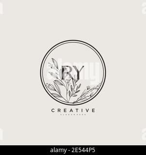 RY Beauty Vektor anfängliche Logo Kunst, Handschrift Logo der ursprünglichen Signatur, Hochzeit, Mode, jewerly, Boutique, floral und botanisch mit kreativen temp Stock Vektor
