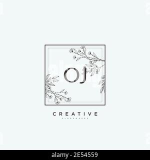 OJ Beauty Vektor Initial Logo Art, Handschrift Logo der ersten Unterschrift, Hochzeit, Mode, Schmuck, Boutique, floral und botanisch mit kreativen temp Stock Vektor