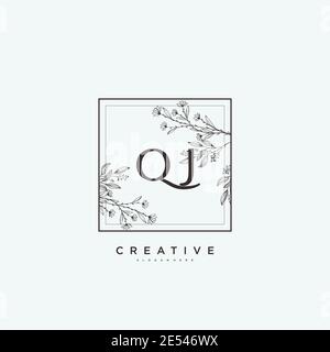 QJ Beauty Vektor Initial Logo Art, Handschrift Logo der ursprünglichen Signatur, Hochzeit, Mode, Schmuck, Boutique, Blumen und botanische mit kreativen temp Stock Vektor
