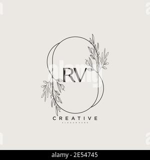 RV Beauty Vektor anfängliche Logo Art, Handschrift Logo der ursprünglichen Signatur, Hochzeit, Mode, jewerly, Boutique, floral und botanisch mit kreativen temp Stock Vektor