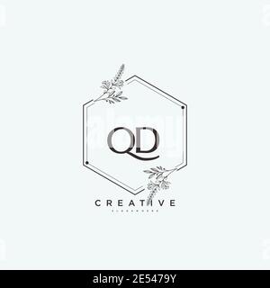 QD Beauty Vektor Initial Logo Art, Handschrift Logo der ersten Unterschrift, Hochzeit, Mode, Schmuck, Boutique, Blumen und botanische mit kreativen temp Stock Vektor