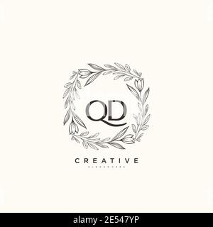 QD Beauty Vektor Initial Logo Art, Handschrift Logo der ersten Unterschrift, Hochzeit, Mode, Schmuck, Boutique, Blumen und botanische mit kreativen temp Stock Vektor