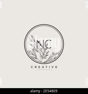 NC Beauty Vektor Initial Logo Art, Handschrift Logo der ersten Unterschrift, Hochzeit, Mode, jewerly, Boutique, floral und botanisch mit kreativen temp Stock Vektor