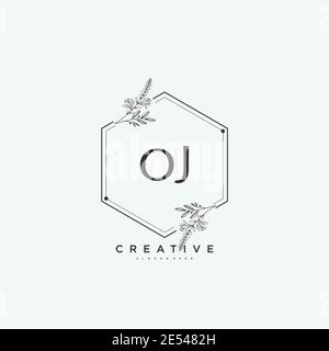 OJ Beauty Vektor Initial Logo Art, Handschrift Logo der ersten Unterschrift, Hochzeit, Mode, Schmuck, Boutique, floral und botanisch mit kreativen temp Stock Vektor