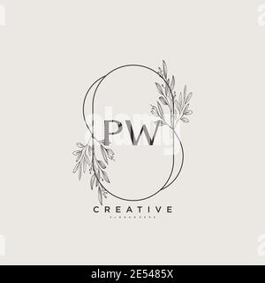 PW Beauty Vektor anfängliche Logo Art, Handschrift Logo der ersten Unterschrift, Hochzeit, Mode, Schmuck, Boutique, Blumen und botanische mit kreativen temp Stock Vektor