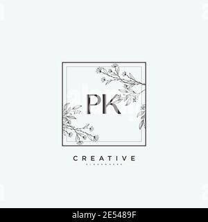 PK Beauty Vektor Initial Logo Art, Handschrift Logo der ersten Unterschrift, Hochzeit, Mode, jewerly, Boutique, floral und botanisch mit kreativen temp Stock Vektor