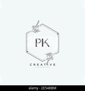 PK Beauty Vektor Initial Logo Art, Handschrift Logo der ersten Unterschrift, Hochzeit, Mode, jewerly, Boutique, floral und botanisch mit kreativen temp Stock Vektor