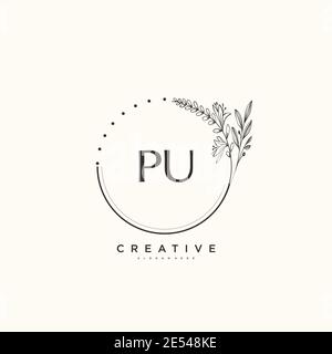 PU Beauty Vektor Initial Logo Art, Handschrift Logo der ersten Unterschrift, Hochzeit, Mode, jewerly, Boutique, floral und botanisch mit kreativen temp Stock Vektor