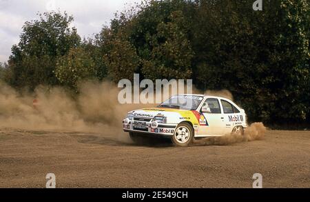 Malcolm Wilson testet seinen Vauxhall Astra GTE 16v Rallye-Auto Am Millbrook Proving Ground UK 1989 Stockfoto