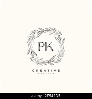 PK Beauty Vektor Initial Logo Art, Handschrift Logo der ersten Unterschrift, Hochzeit, Mode, jewerly, Boutique, floral und botanisch mit kreativen temp Stock Vektor