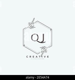 QJ Beauty Vektor Initial Logo Art, Handschrift Logo der ursprünglichen Signatur, Hochzeit, Mode, Schmuck, Boutique, Blumen und botanische mit kreativen temp Stock Vektor