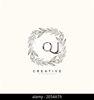 QJ Beauty Vektor Initial Logo Art, Handschrift Logo der ursprünglichen Signatur, Hochzeit, Mode, Schmuck, Boutique, Blumen und botanische mit kreativen temp Stock Vektor