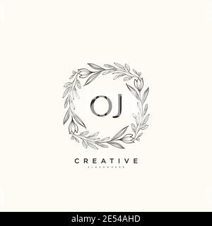 OJ Beauty Vektor Initial Logo Art, Handschrift Logo der ersten Unterschrift, Hochzeit, Mode, Schmuck, Boutique, floral und botanisch mit kreativen temp Stock Vektor