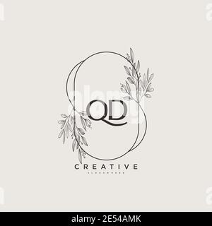 QD Beauty Vektor Initial Logo Art, Handschrift Logo der ersten Unterschrift, Hochzeit, Mode, Schmuck, Boutique, Blumen und botanische mit kreativen temp Stock Vektor