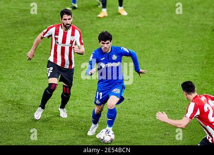 Carles Alena von Getafe CF beim spanischen Fußballspiel La Liga zwischen Athletic Club und Getafe CF am 25. Januar 2021 im San-Mames-Stadion in Bilbao, Spanien - Foto Inigo Larreina / Spanien DPPI / DPPI / LiveMedia Stockfoto