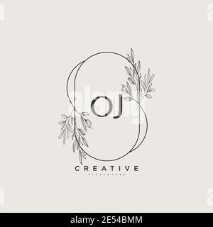 OJ Beauty Vektor Initial Logo Art, Handschrift Logo der ersten Unterschrift, Hochzeit, Mode, Schmuck, Boutique, floral und botanisch mit kreativen temp Stock Vektor