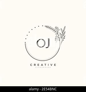 OJ Beauty Vektor Initial Logo Art, Handschrift Logo der ersten Unterschrift, Hochzeit, Mode, Schmuck, Boutique, floral und botanisch mit kreativen temp Stock Vektor