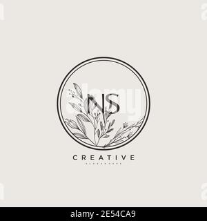 NS Beauty Vektor Initial Logo Art, Handschrift Logo der ersten Unterschrift, Hochzeit, Mode, Schmuck, Boutique, Blumen und botanische mit kreativen temp Stock Vektor