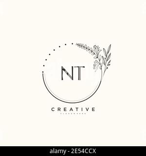 NT Beauty Vektor anfängliche Logo Kunst, Handschrift Logo der ursprünglichen Signatur, Hochzeit, Mode, jewerly, Boutique, floral und botanisch mit kreativen temp Stock Vektor