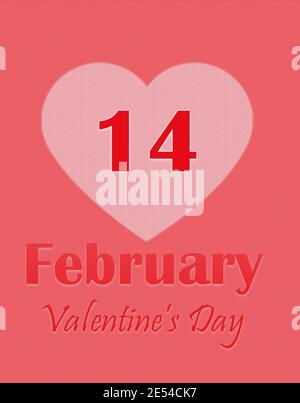 Valentinstag. Kalenderseite Text Februar 14 auf rosa Hintergrund Stockfoto