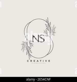 NS Beauty Vektor Initial Logo Art, Handschrift Logo der ersten Unterschrift, Hochzeit, Mode, Schmuck, Boutique, Blumen und botanische mit kreativen temp Stock Vektor