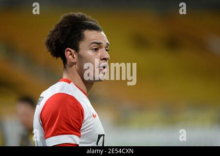KERKRADE, NIEDERLANDE - JANUAR 24: Jeredy Hilterman (Kapitän) des FC Jong Utrecht während des niederländischen Keukenkampioendivision-Spiels zwischen Roda JC und FC Stockfoto